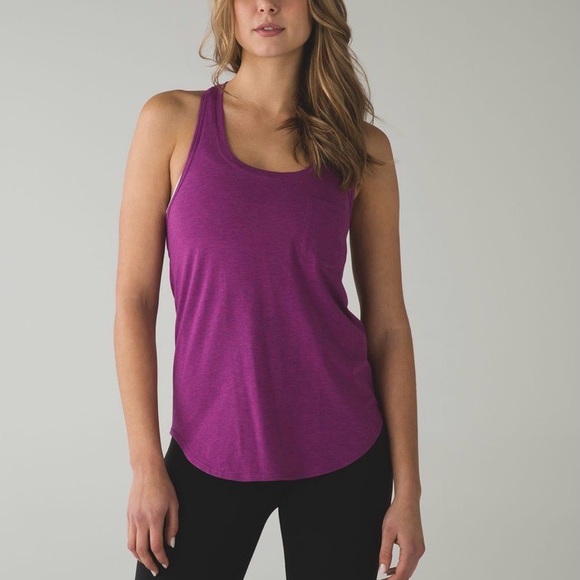 lululemon athletica Tops - Lululemon Yogi Racer Back III Heathered Regal Plum Size 10